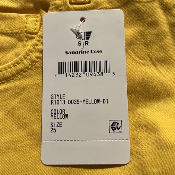 NEW SANDRINE ROSE X FREE PEOPLE WIDE LEG YELLOW HIGH RISE CROP JEANS 25, NWT - Picture 6 of 12